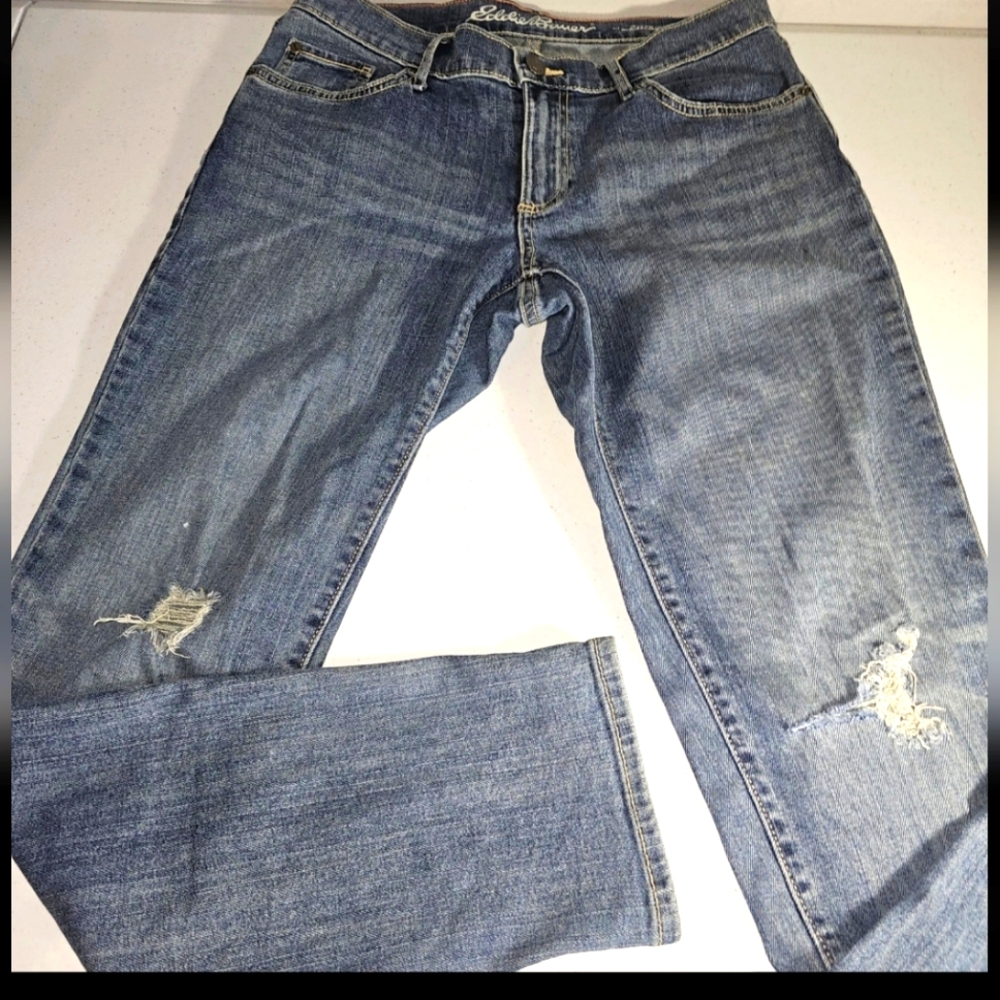 Eddie Bauer Boyfriend Specially Dyed Distressed Jeans Size 6 HTF Hol '16 Ladies